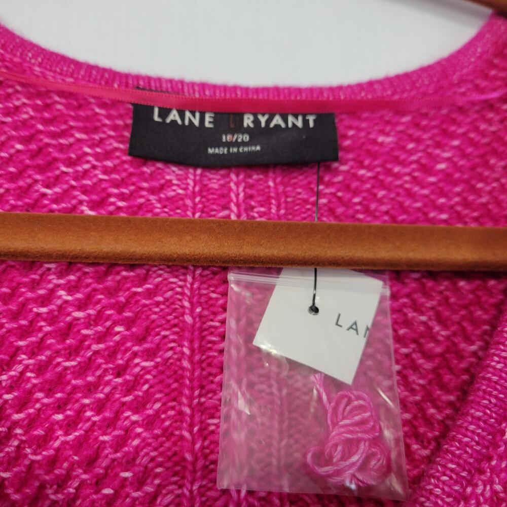 Lane Bryant V Neck Cable Knit Sweater size 18/20 Pink Classic Preppy New - Picture 3 of 7